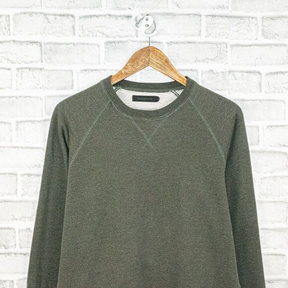 DUNDERDON Men's french terry Crew neck Sweatshirt Heather Green size Large - Picture 2 of 4
